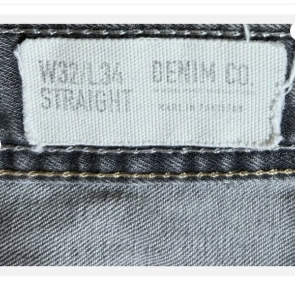 Denim Co. Men’s Gray Button Fly Straight Leg Slim Fit Jeans Size 32/34 - Picture 9 of 9